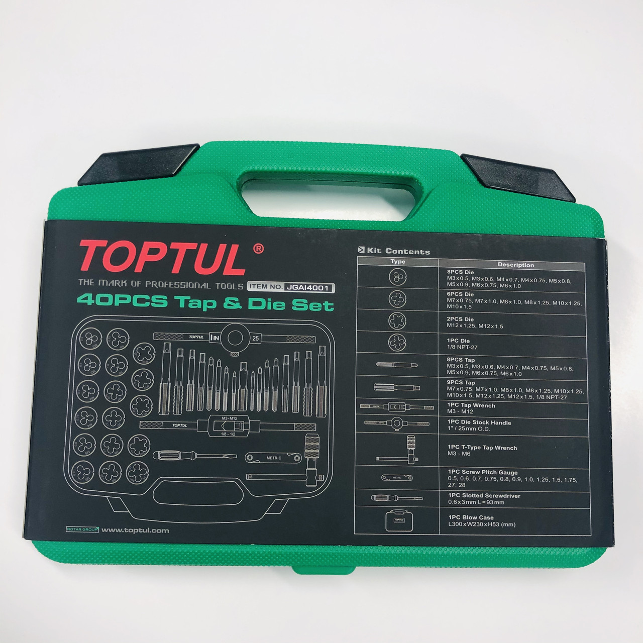 Набор резьбонарезного инструмента TOPTUL 40 ед. М3-М12 JGAI4001