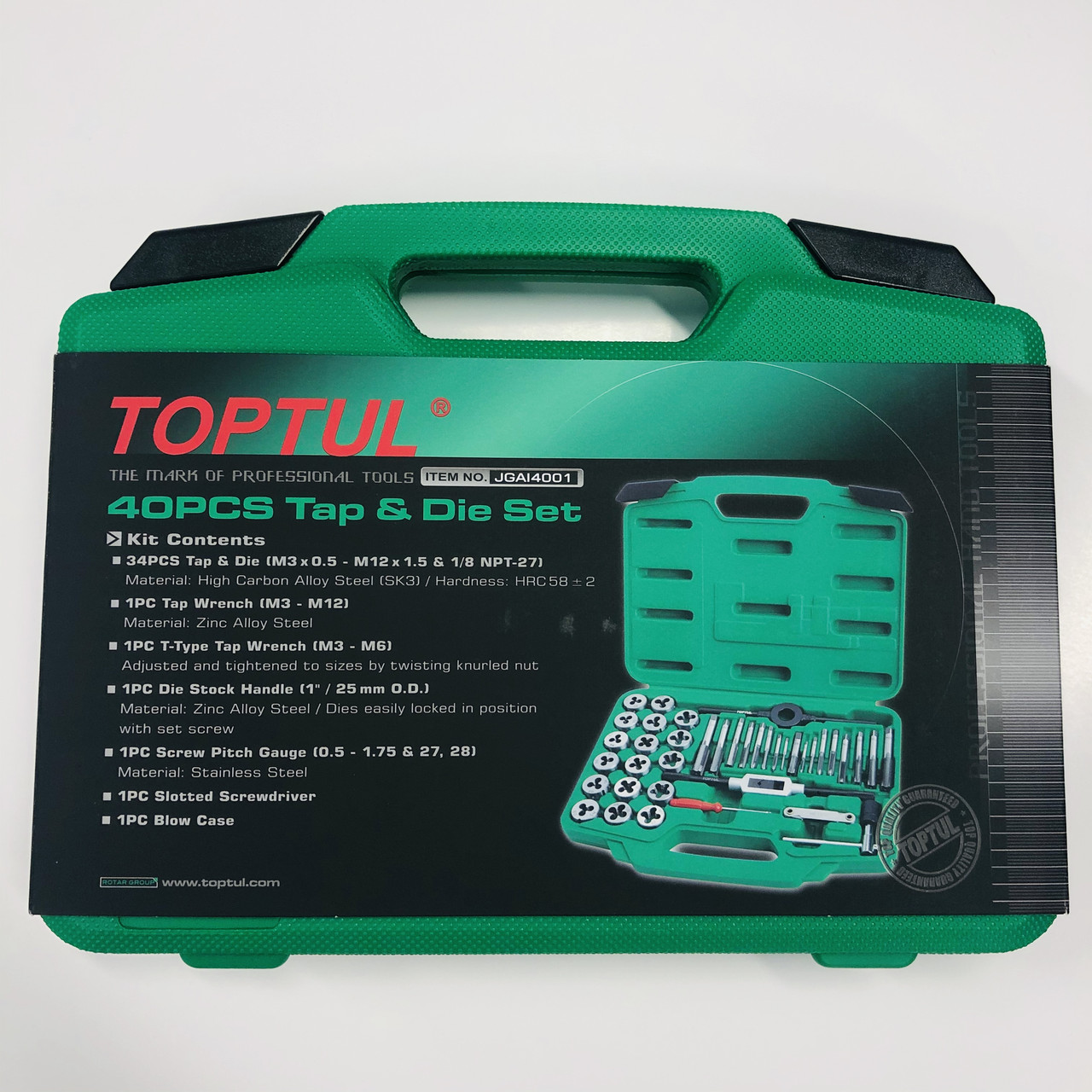 Набор резьбонарезного инструмента TOPTUL 40 ед. М3-М12 JGAI4001